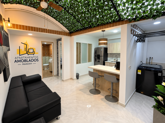 Sala del apartamento amoblado en Santa Fe, Guayabal